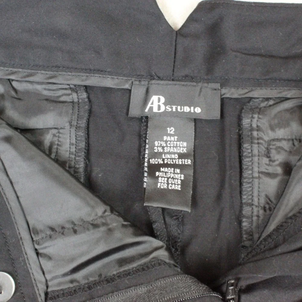 AB Studio Bermuda Shorts Stretch Cotton Button Tab 12 Black Career Casual Summer